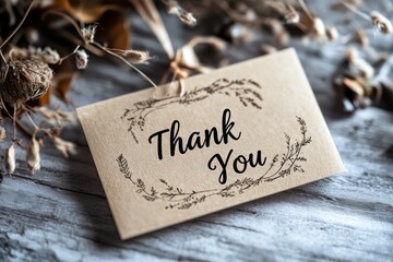 A thank you card with text 