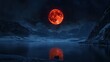 © SETSU NART - A glowing blood moon illuminating the night, with open copy space for message or branding. No people, surreal and captivating view