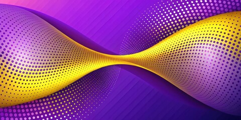 Wall Mural - Abstract gradient tubes transitioning from violet to yellow with a twisted perforated design