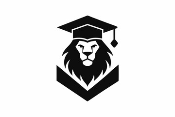 A  Education Logo vector art illustration with a Graduation lion icon logo