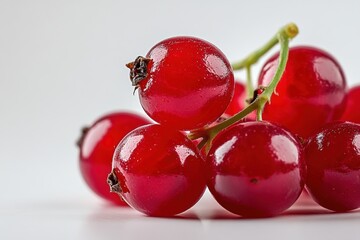 Wall Mural - Vibrant red currants on clean white background