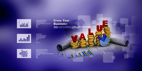 Sticker - 3d rendering Stock market online business concept. business Graph with gold coin