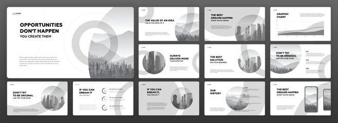 Wall Mural - creative powerpoint presentation template set. modern keynote presentation background, brochure cove