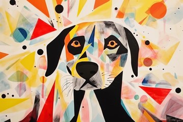 Canvas Print - Geometric Dog backgrounds abstract painting.