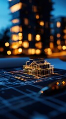 Aufkleber - Architectural model design on blueprint