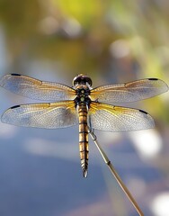 Wall Mural - Dragonfly perched on a stem