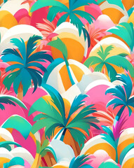 Poster - Abstract coconut tree shapes with accents seamless wallpaper pattern design