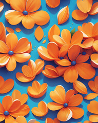 Poster - Modern chic orange petals seamless wallpaper design pattern