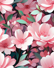 Wall Mural - Pale pink blooms with soft accents seamless design wallpaper pattern