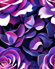 Canvas Print - Violet roses with metallic highlights seamless design pattern wallpaper