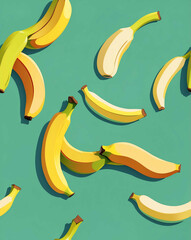 Wall Mural - Abstract banana shapes with green accents seamless design pattern wallpaper