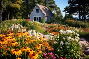 Wall Mural - Garden flower architecture landscape.