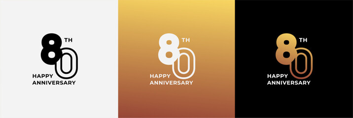 Logo 80th, 80 years anniversary, Creative design template for celebration, birthday, greeting and invitation. Editable file