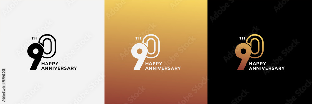 Logo 90th, 90 years anniversary, Creative design template for ...