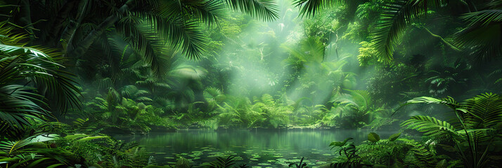 Wall Mural - Forest Green Game Show Escape: Lush Jungle Theme