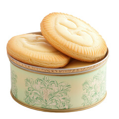 Wall Mural - A tin of cookies with a floral design on it