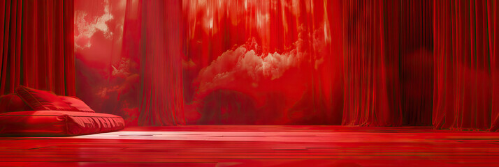 Wall Mural - Crimson Game Show Drama: Passionate Red Backdrop