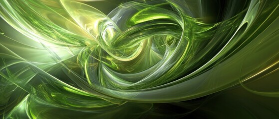 Wall Mural - Abstract green swirling patterns creating a dynamic and fluid visual experience.