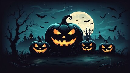 pumpkin spooky elements for scary night decoration Halloween background