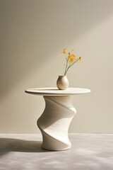 Wall Mural - Ceramic side table furniture white vase.