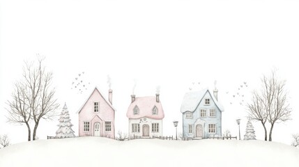 Wall Mural - A picture of a house in the snow