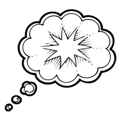 Wall Mural - Cloud thought bubble thinking line art vector