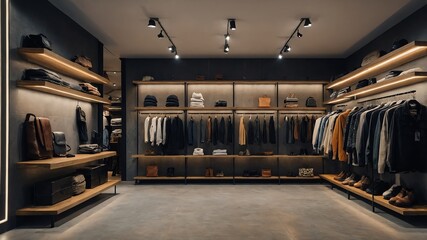 Wall Mural - Clothing store with shelves and racks background