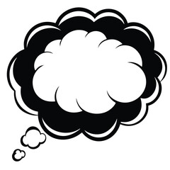 Wall Mural - Cloud thought bubble thinking line art vector