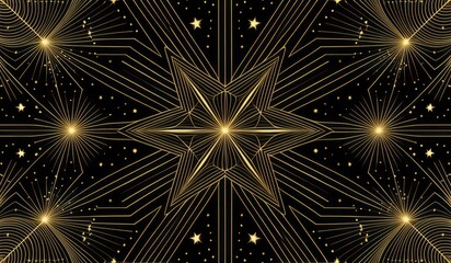 Canvas Print - seamless pattern with stars gold