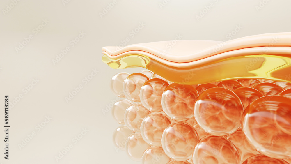 collagen and vitamin under skin cell. serum through the skin layer and ...