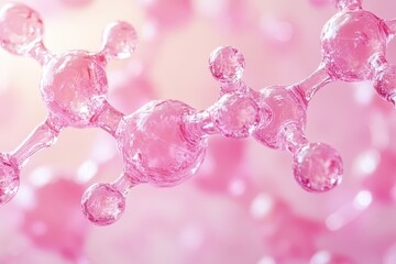 Wall Mural - Pink Molecular Bond: A close-up, abstract rendering of a pink molecular bond, showcasing the intricate beauty of scientific discovery and the interconnectedness of life's building blocks. 