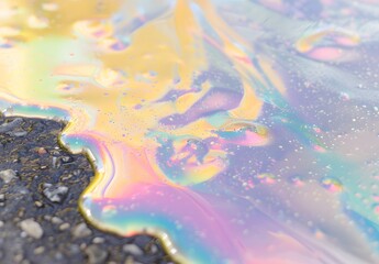 Dreamy Pastel Oil Slick on Asphalt