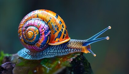 Wall Mural - Vibrant Fluorescent Snails in a Colorful Underwater World