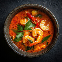 Tom Yum Kung Thai food The taste is mellow, sour, spicy, and salty.