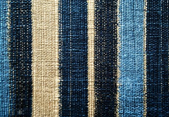 Blue Beige Black Striped Fabric Texture