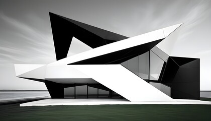 Wall Mural - Monochrome Architectural Symphony of Geometric Shapes