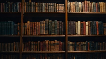 Wall Mural - Local bookstore shelves with stacked books background