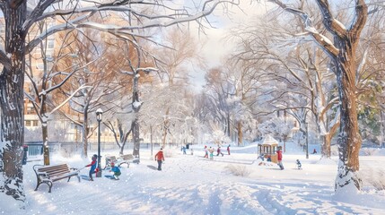 Wall Mural - Winter Wonderland in the Park