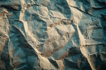 Wall Mural - A Close-Up of Crumpled Brown Paper with Sunlit Creases