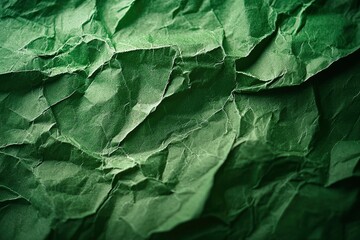 Wall Mural - A Close-Up of Deep Green Crumpled Paper