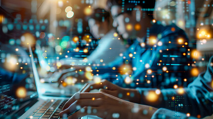 Computer programmer team working with global business
