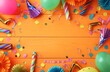 © Eva - Festive Birthday Background with Streamers and Balloons