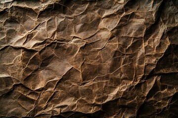 Wall Mural - A Close-Up View of Crumpled Brown Paper