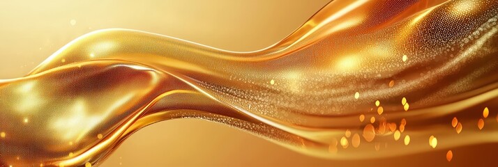 Leinwandbilder - The warm light illuminates flowing golden fabric, creating a stunning visual effect that conveys elegance and richness, perfect for decorative themes