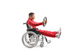 © Ljupco Smokovski - Car racer in a wheelchair holding a steering wheel and riding fast
