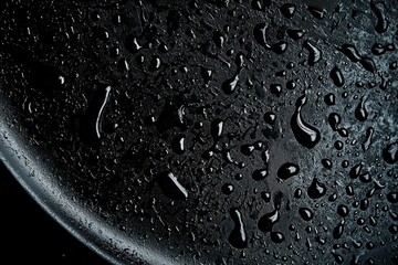 Wall Mural - Water Droplets on a Dark, Smooth Surface