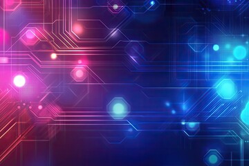 Wall Mural - A vibrant abstract background featuring colorful lights and intricate circuitry patterns, perfect for technology themes.
