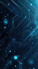 Wall Mural - abstract digital background featuring luminous circuits and glowing elements in a blue color scheme,