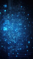 Wall Mural - abstract digital background with glowing blue lights and intricate patterns, ideal for technology an