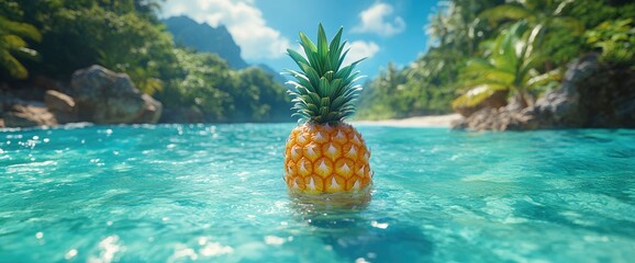 Pineapple Floating in